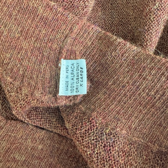 Andean Alpaca Wool Sweater Vest Sleeveless V Neck Rust Color Large - Picture 5 of 9